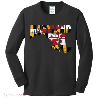 Maryland State Flag Kids Long Sleeve Shirt