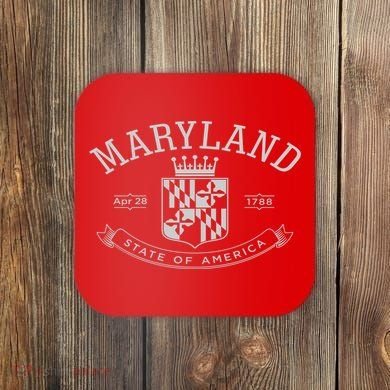 Maryland Stylized Emblem EST 1788 State of America Coaster