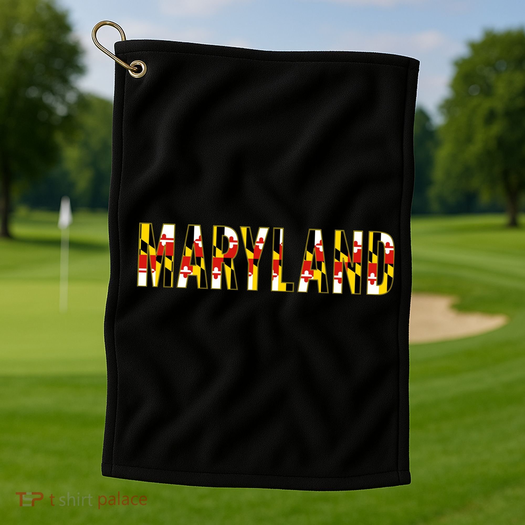 Maryland Word Flag Golf Towel