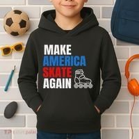 Make America Skate Again Roller Blade Skating Kids Hoodie thumb 2