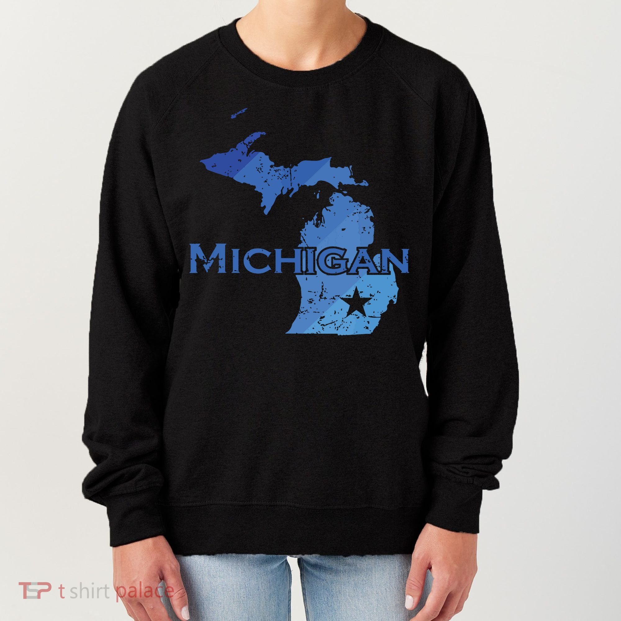 Michigan American State Outline Map Usa Women's Sweatshirt