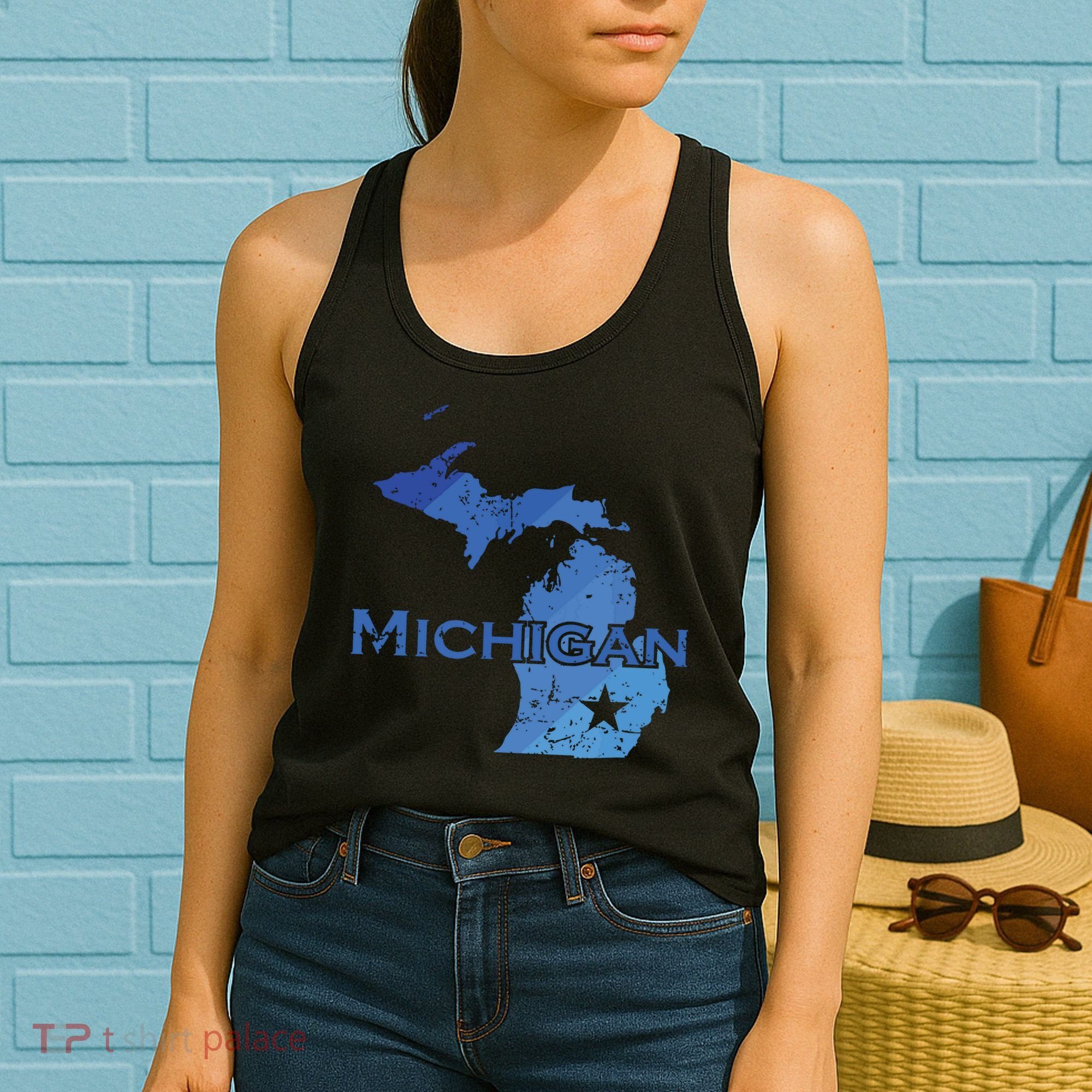 Michigan American State Outline Map Usa Women's Tank Top