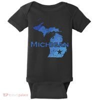 Michigan American State Outline Map Usa Baby Bodysuit thumb 0