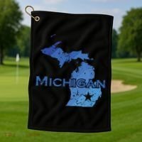 Michigan American State Outline Map Usa Golf Towel thumb 1