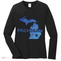 Michigan American State Outline Map Usa Women's Long Sleeve Shirt thumb 0