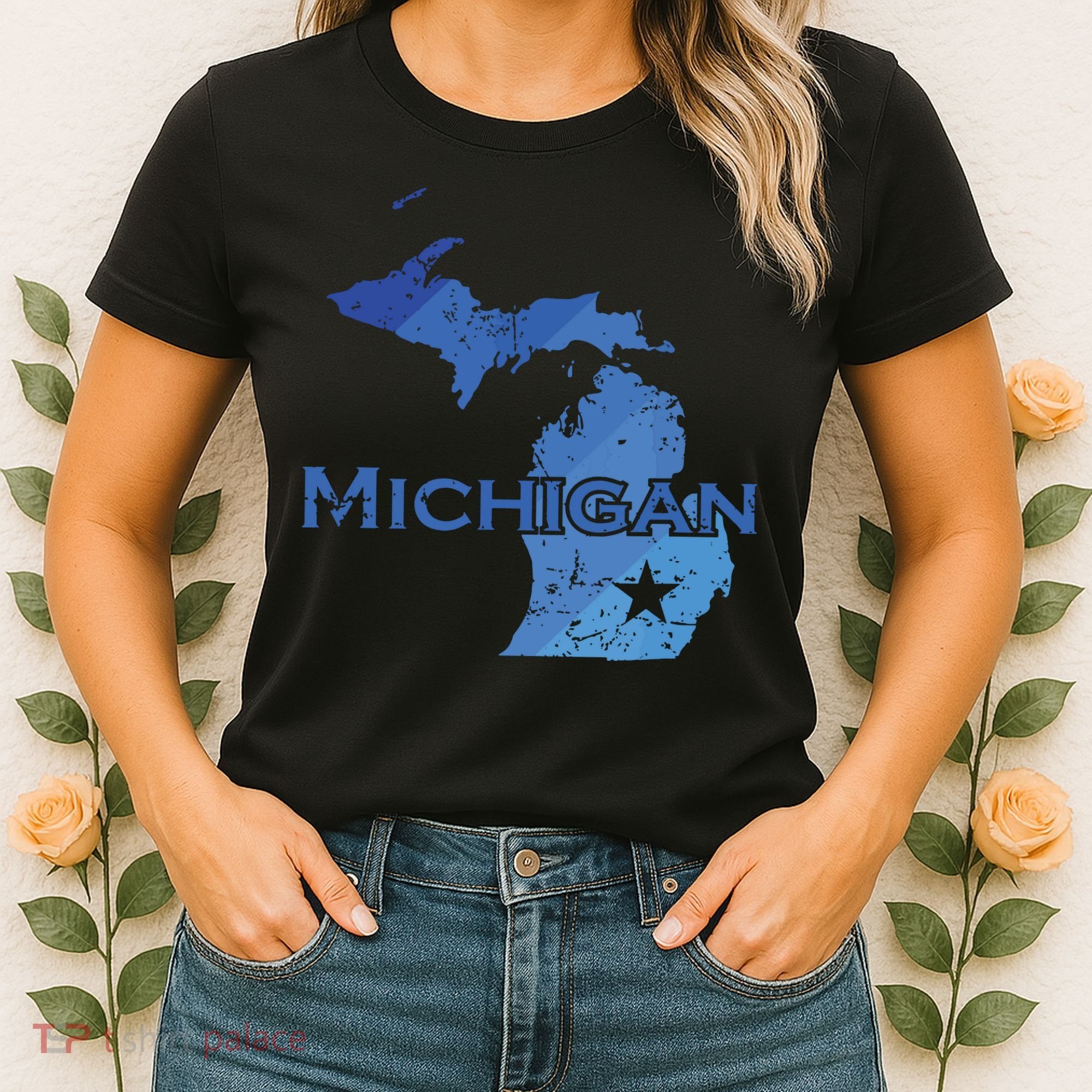 Michigan American State Outline Map Usa Women's T-Shirt