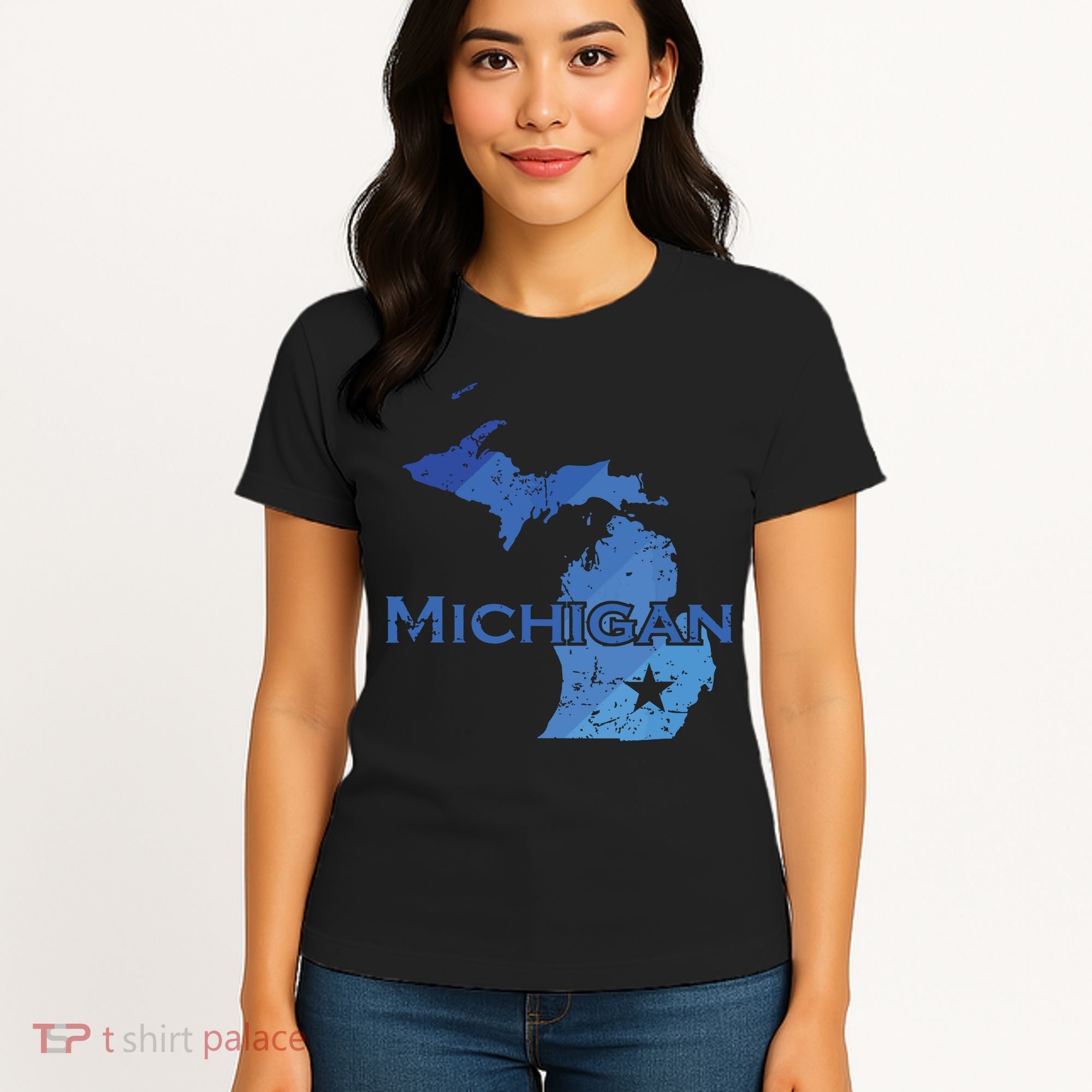 Michigan American State Outline Map Usa Women's T-Shirt