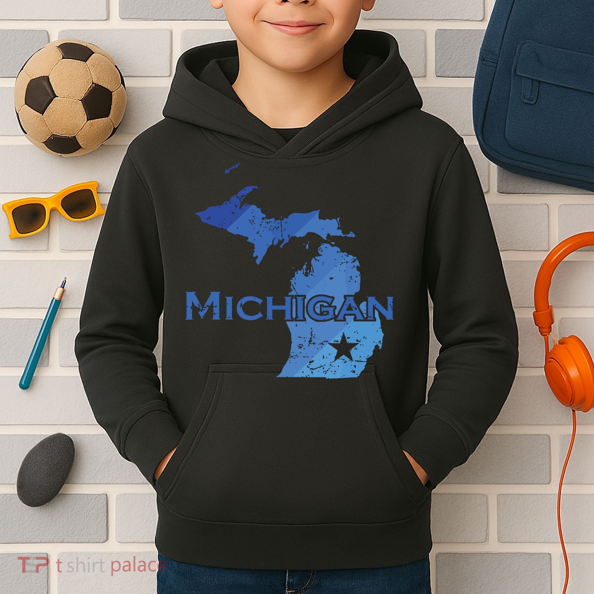Michigan American State Outline Map Usa Kids Hoodie