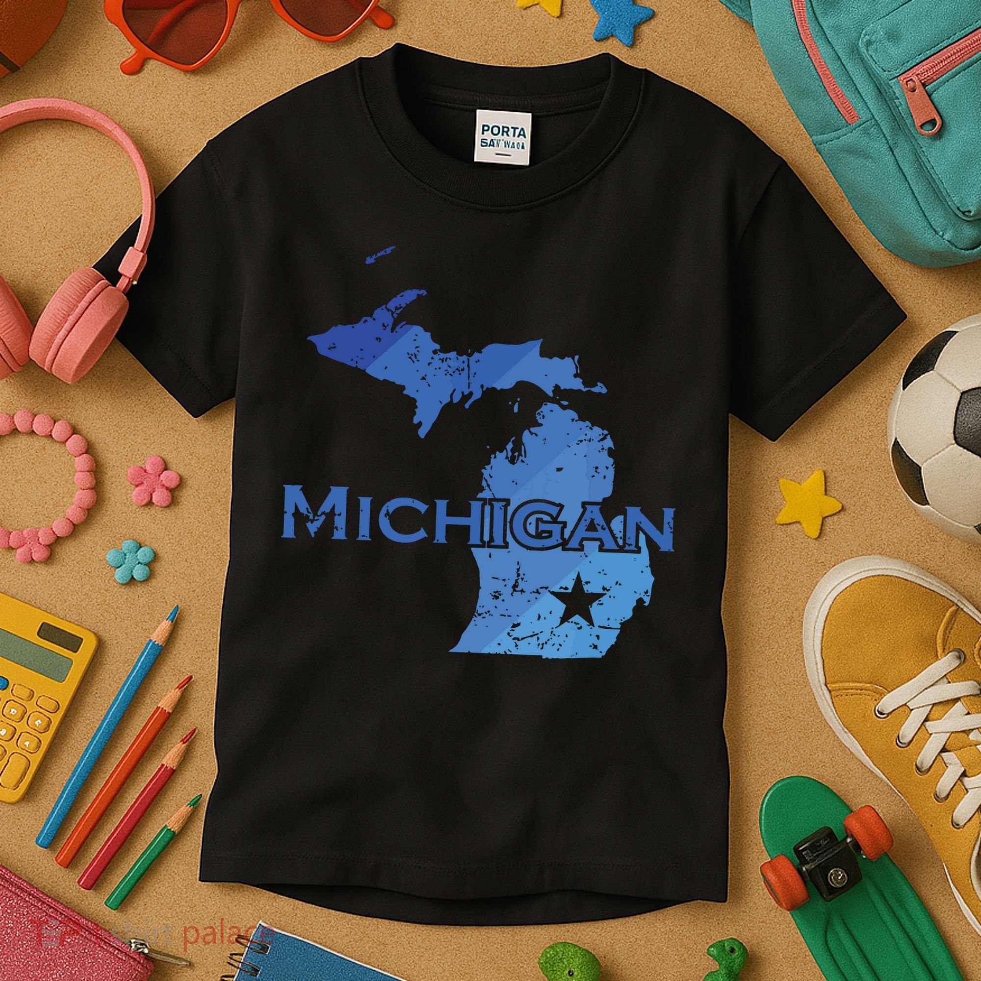 Michigan American State Outline Map Usa Kids T-Shirt