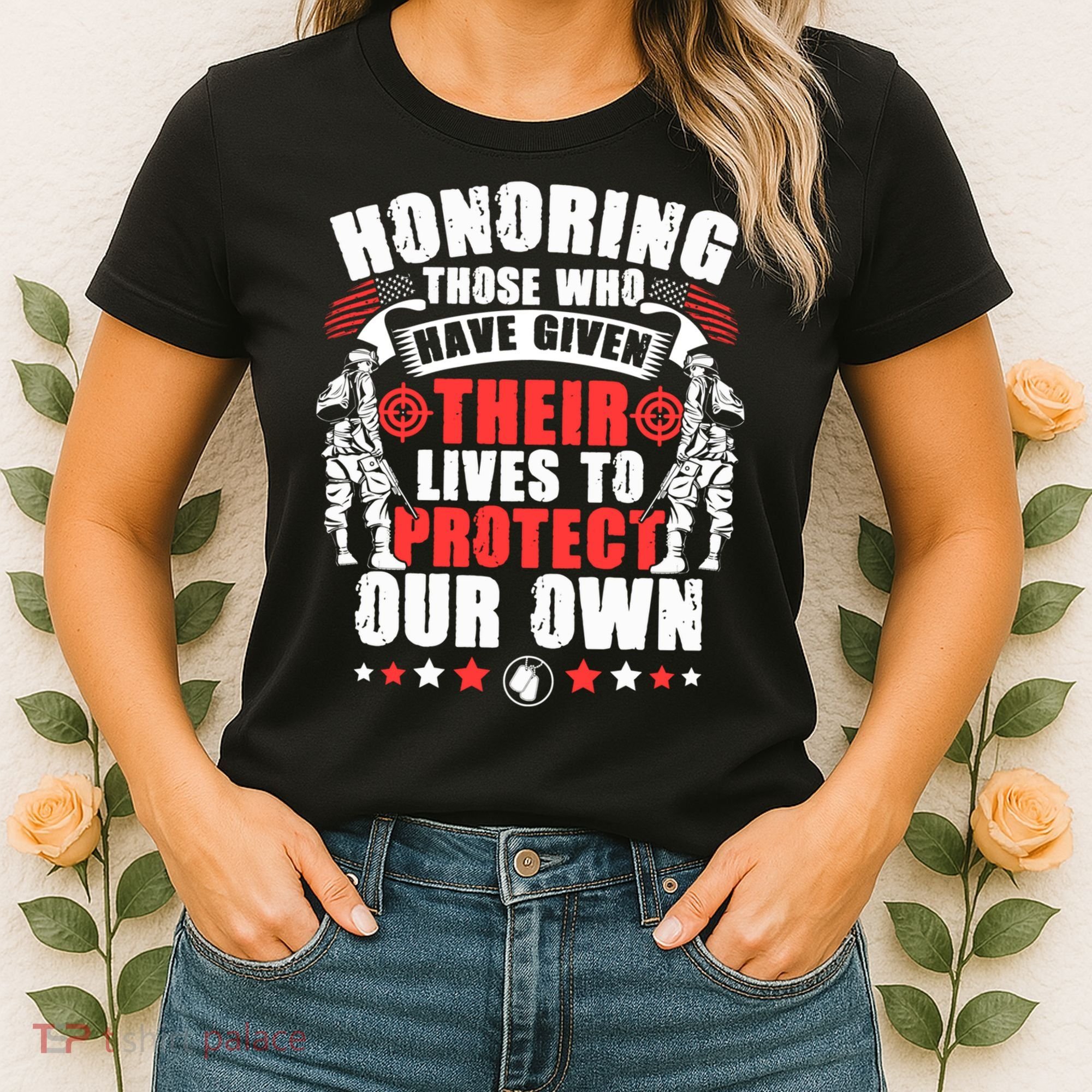Military American Soldier Memorial Honoring Women's T-Shirt