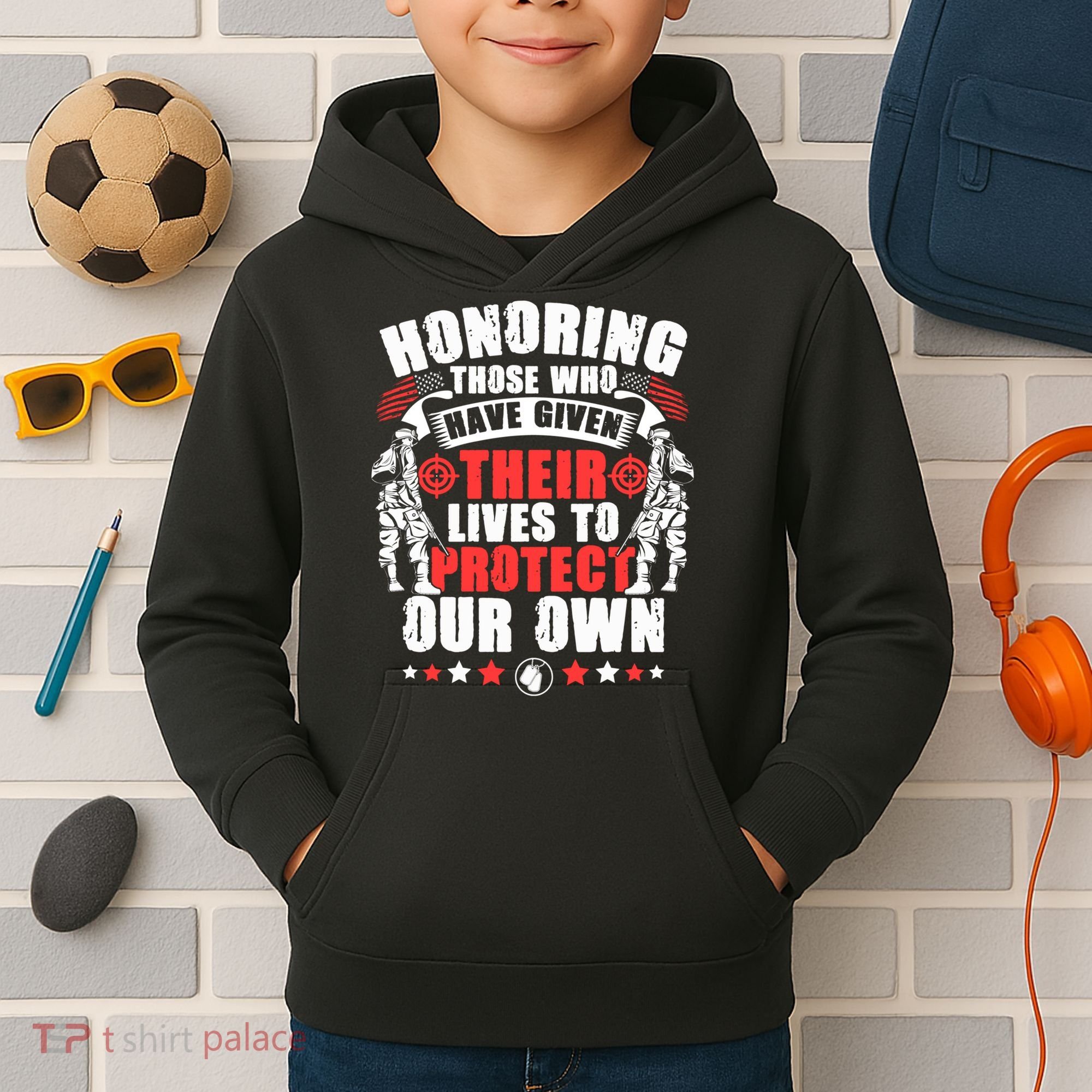 Military American Soldier Memorial Honoring Kids Hoodie