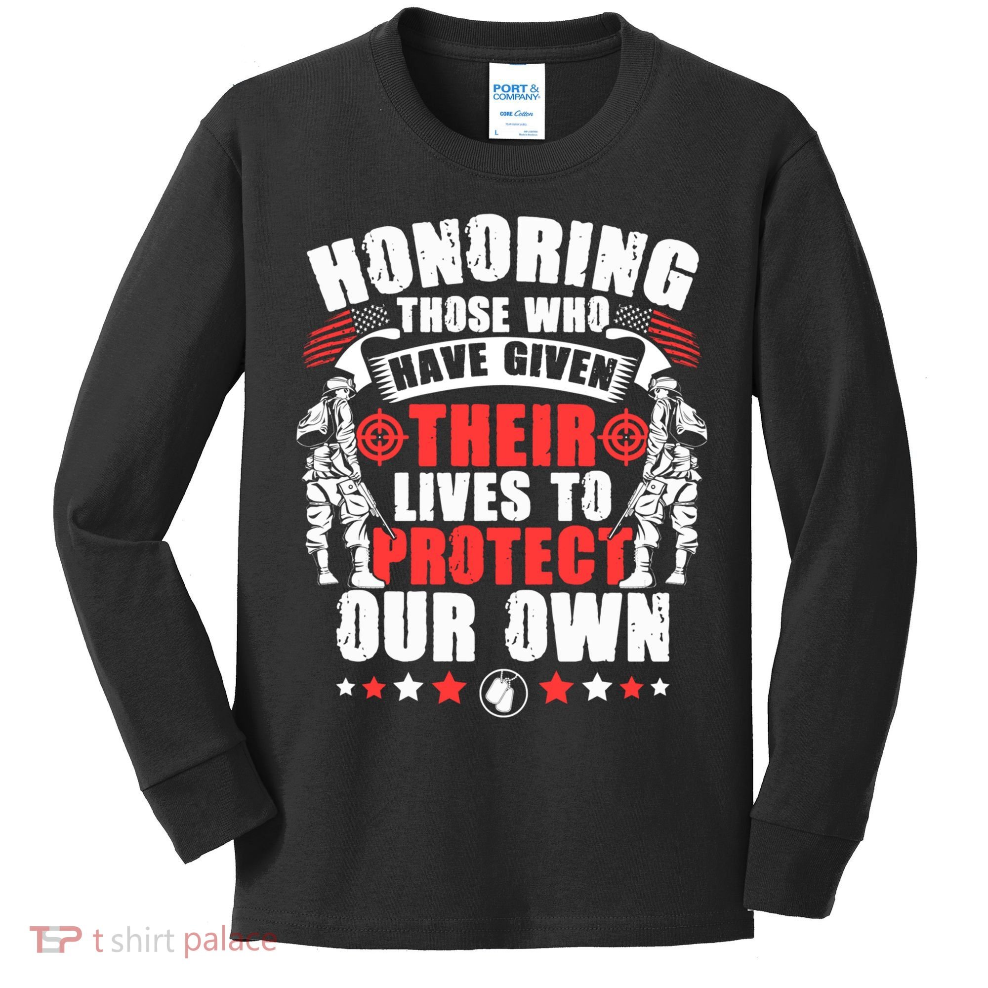 Military American Soldier Memorial Honoring Kids Long Sleeve Shirt