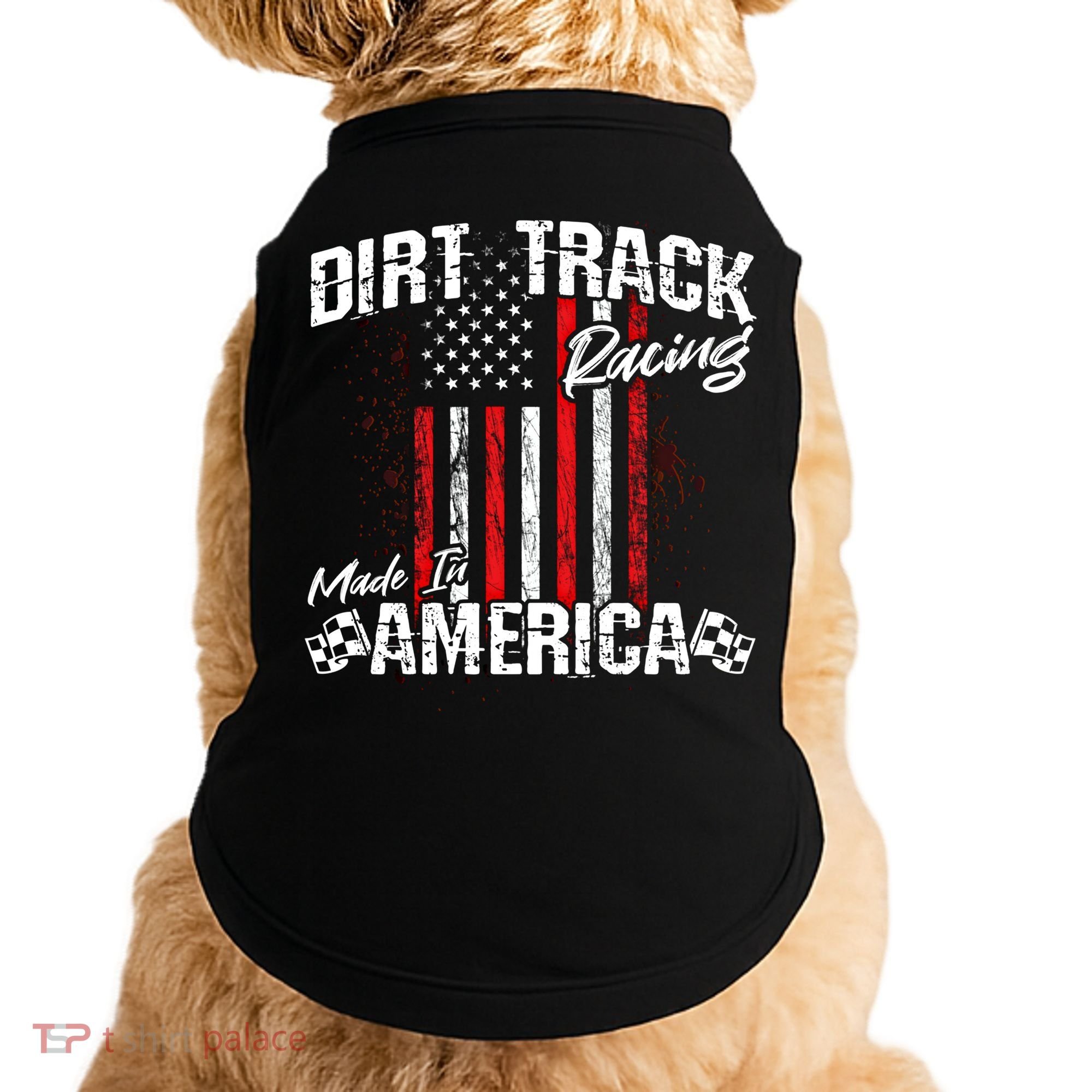Modified And Sprint Cars American Flag Dirt Track Racing Gift Doggie Tank