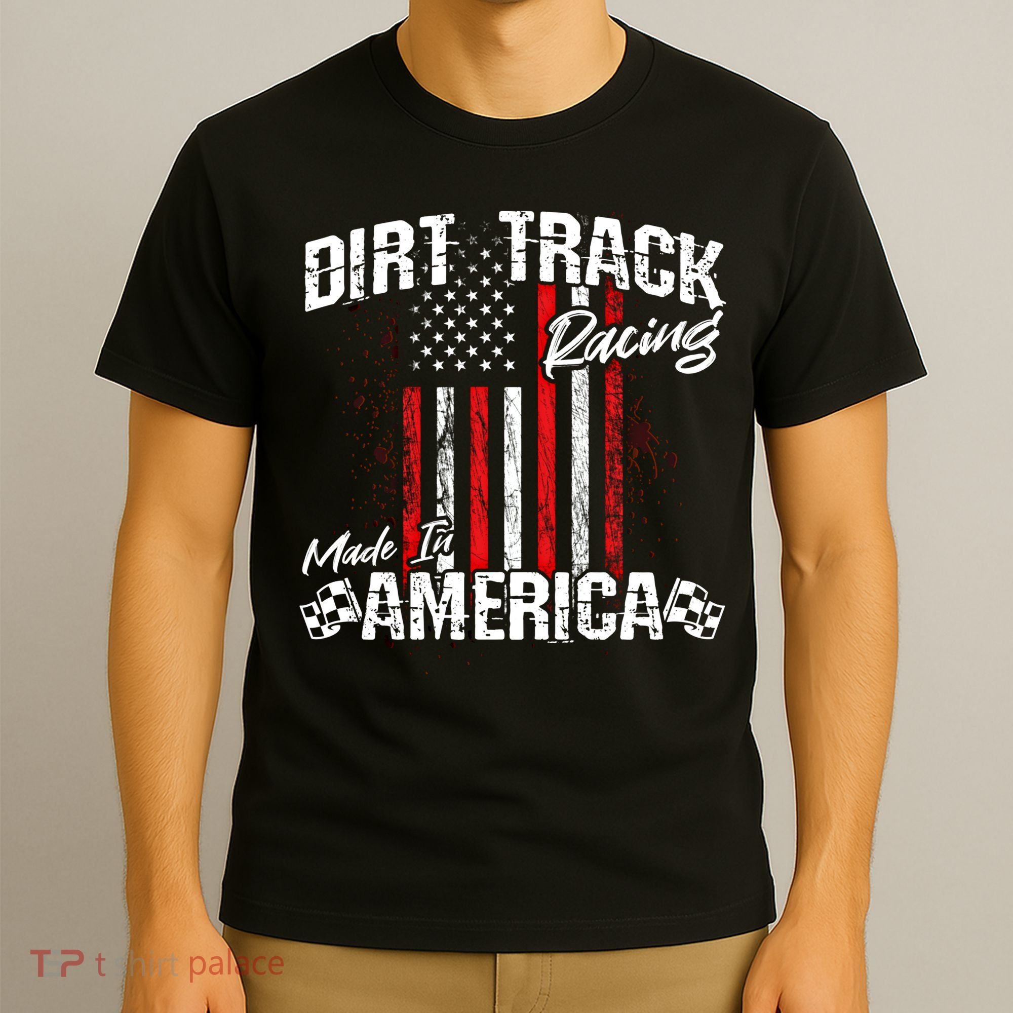 Modified And Sprint Cars American Flag Dirt Track Racing Gift T-Shirt
