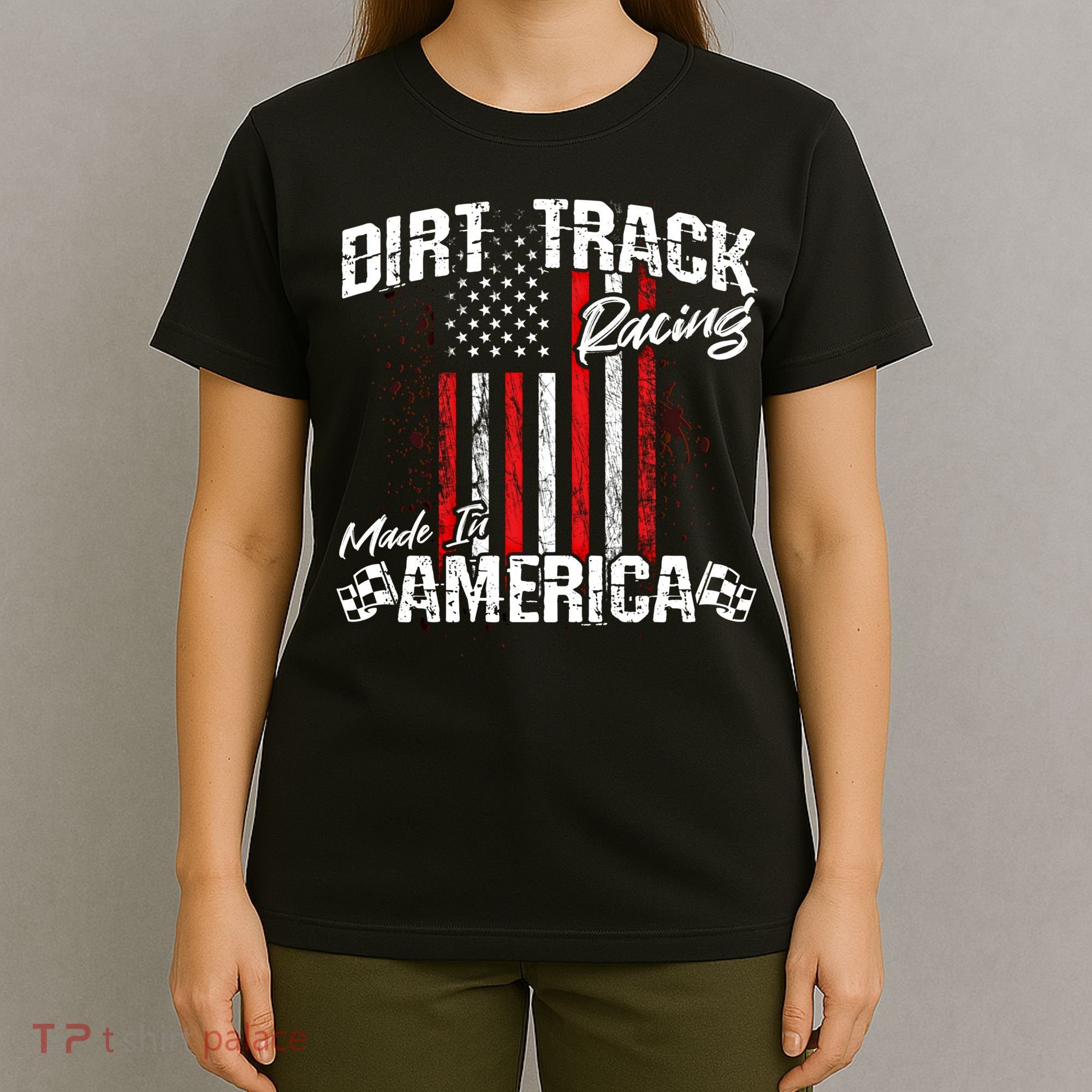 Modified And Sprint Cars American Flag Dirt Track Racing Gift T-Shirt