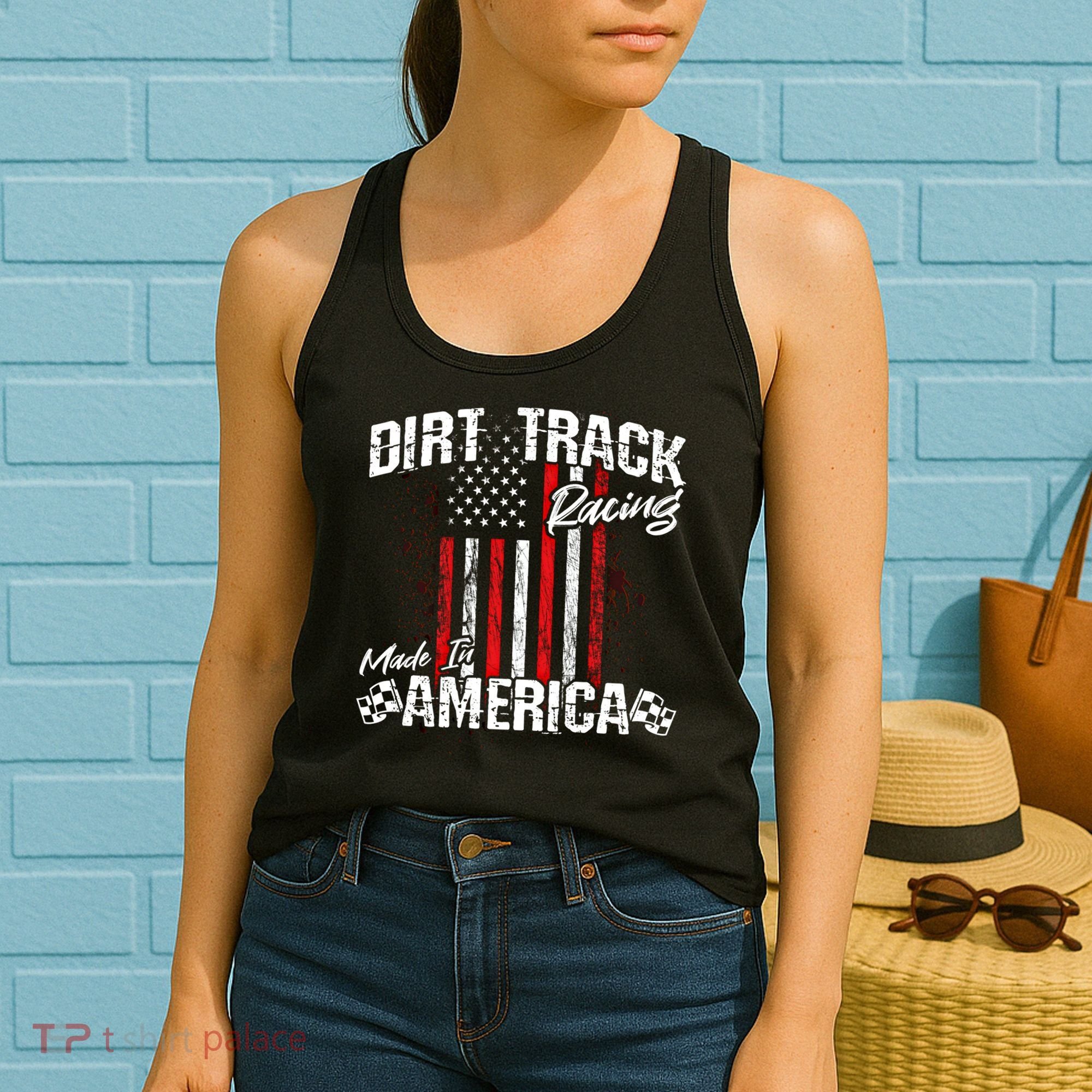 Modified And Sprint Cars American Flag Dirt Track Racing Gift Women's Tank Top