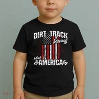 Modified And Sprint Cars American Flag Dirt Track Racing Gift Toddler T-Shirt thumb 2