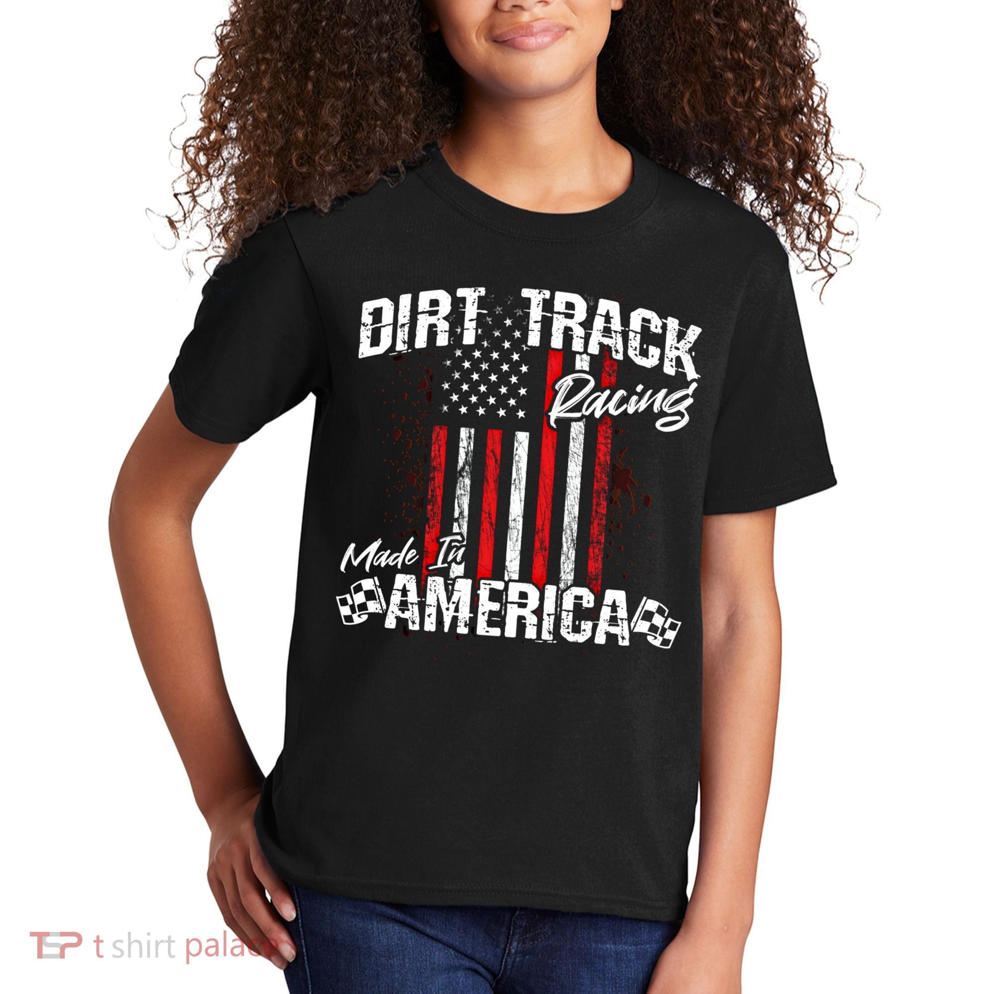 Modified And Sprint Cars American Flag Dirt Track Racing Gift Kids T-Shirt