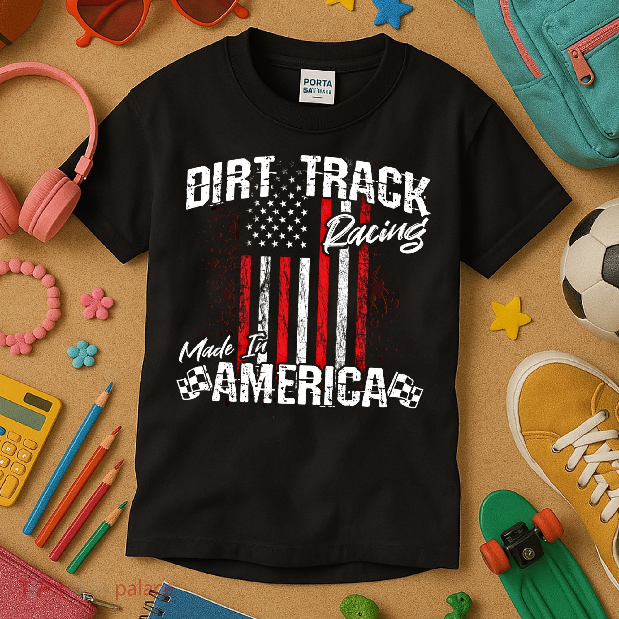 Modified And Sprint Cars American Flag Dirt Track Racing Gift Kids T-Shirt