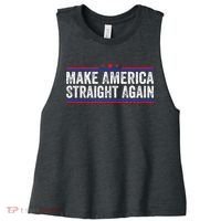 Make America Straight Again Women's Racerback Cropped Tank thumb 0