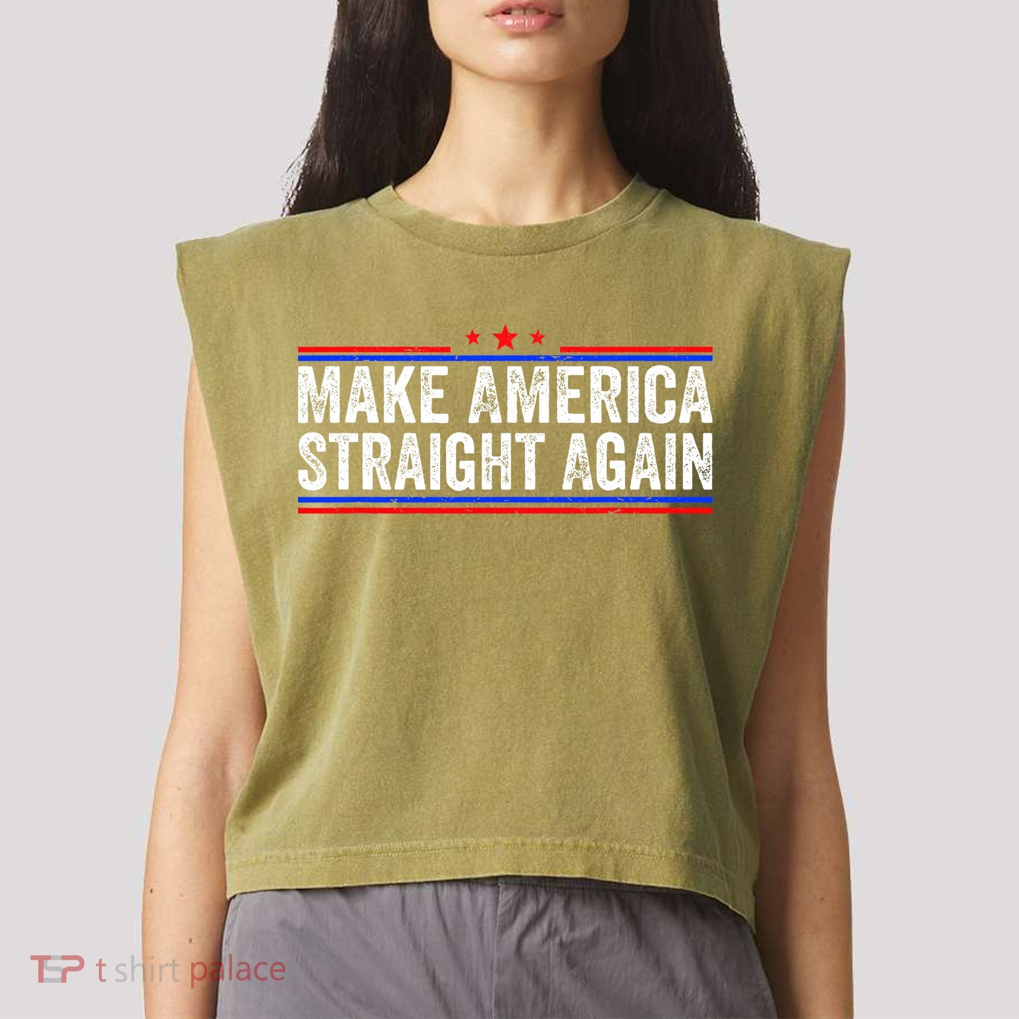 Make America Straight Again Garment-Dyed Women's Muscle Tee