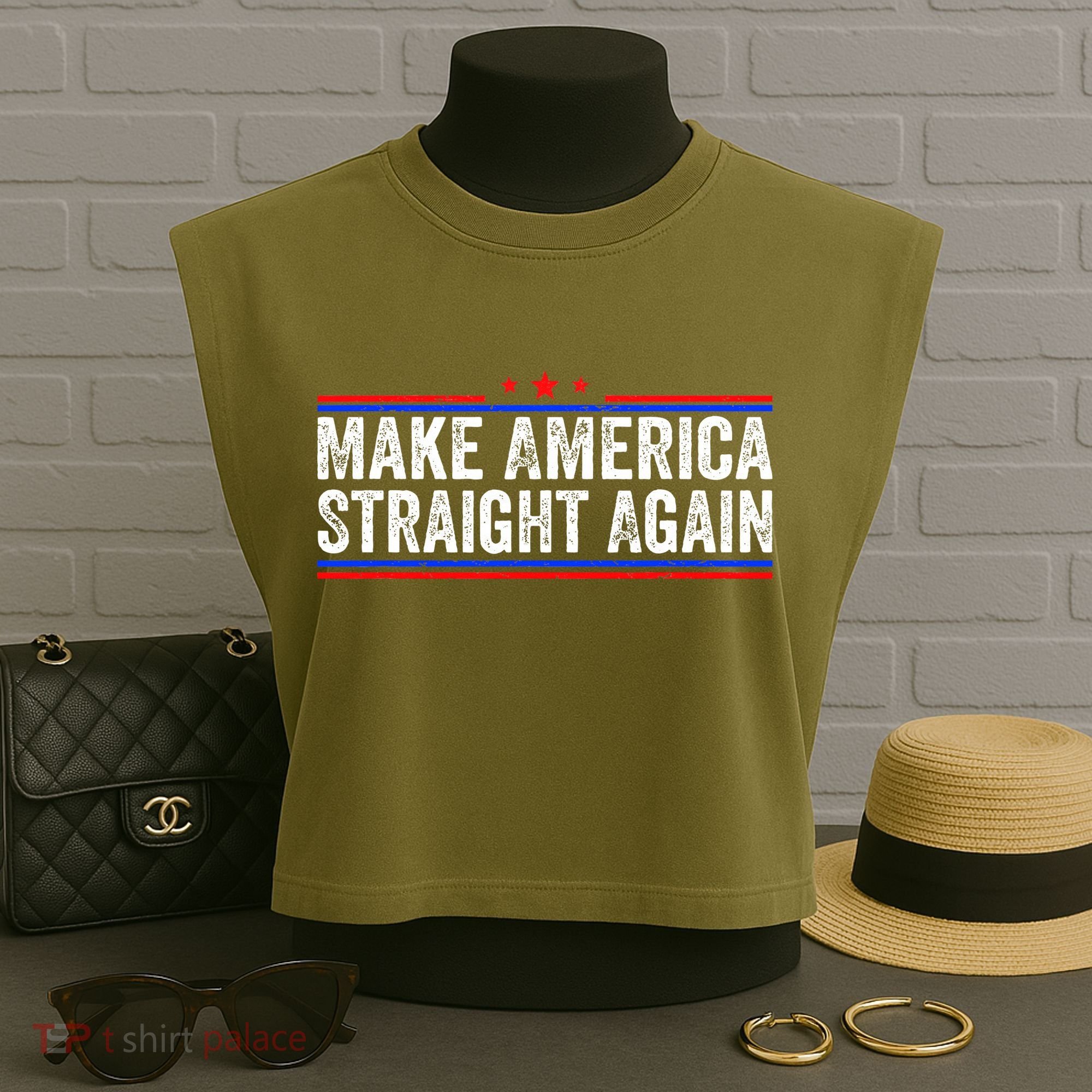 Make America Straight Again Garment-Dyed Women's Muscle Tee