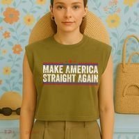 Make America Straight Again Garment-Dyed Women's Muscle Tee thumb 4