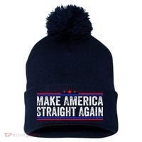 Make America Straight Again Pom Pom 12in Knit Beanie thumb 0