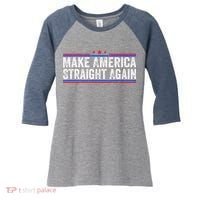 Make America Straight Again Women's Tri-Blend 3/4-Sleeve Raglan Shirt thumb 0