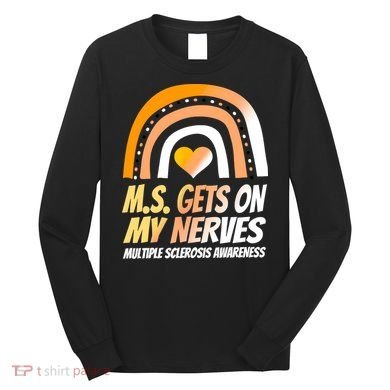 MS Awareness Shirts Multiple Sclerosis Wear Orange Long Sleeve Shirt