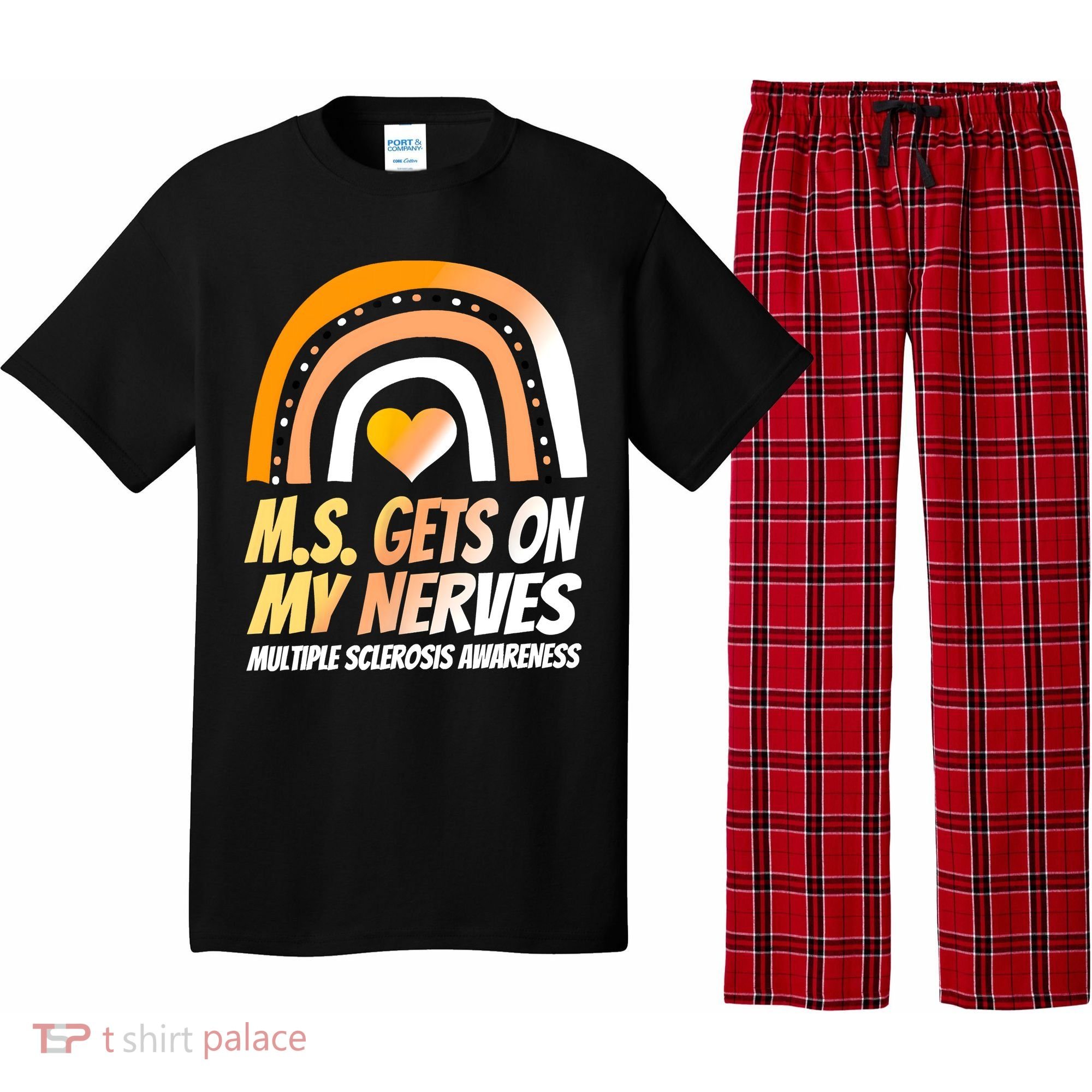 MS Awareness Shirts Multiple Sclerosis Wear Orange Pajama Set