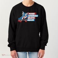 Make America Skate Again Red White And Blue Distressed Gift Women's Sweatshirt thumb 0