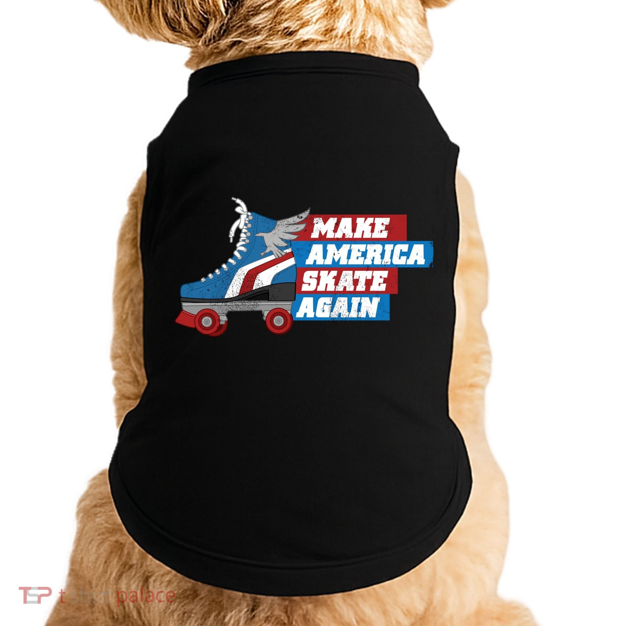 Make America Skate Again Red White And Blue Distressed Gift Doggie Tank