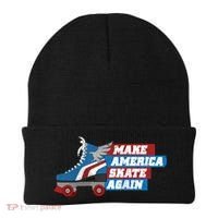 Make America Skate Again Red White And Blue Distressed Gift Beanie thumb 0