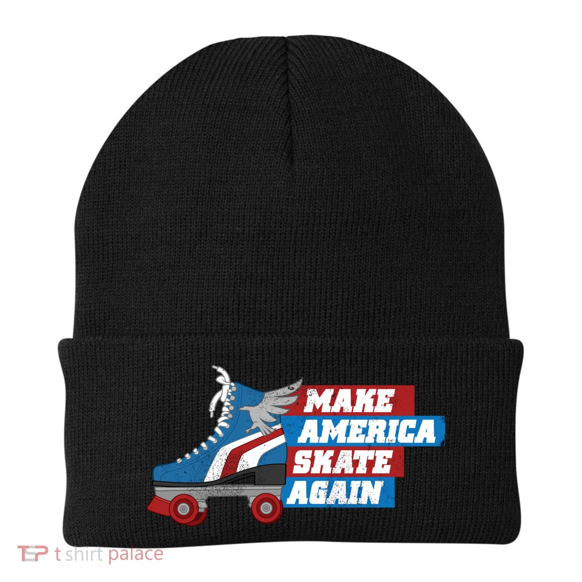 Make America Skate Again Red White And Blue Distressed Gift Beanie
