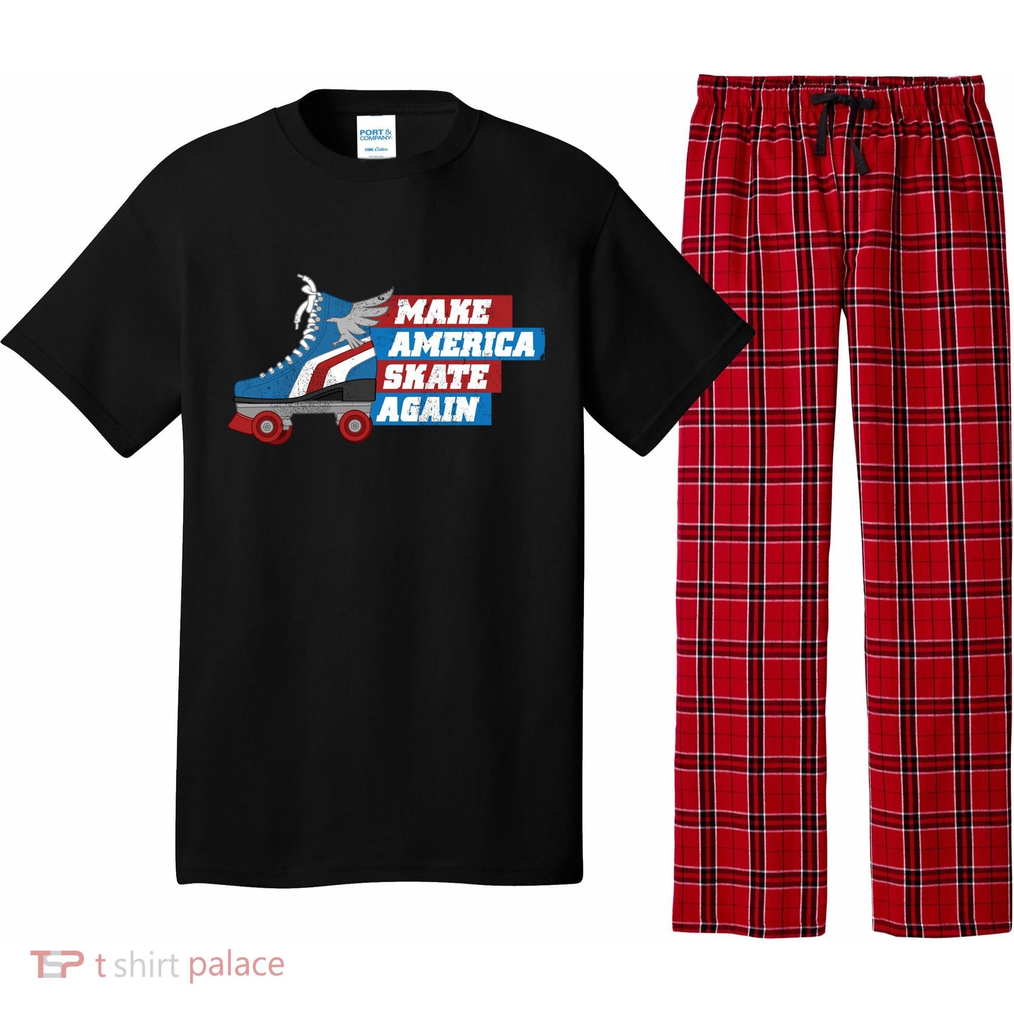 Make America Skate Again Red White And Blue Distressed Gift Pajama Set