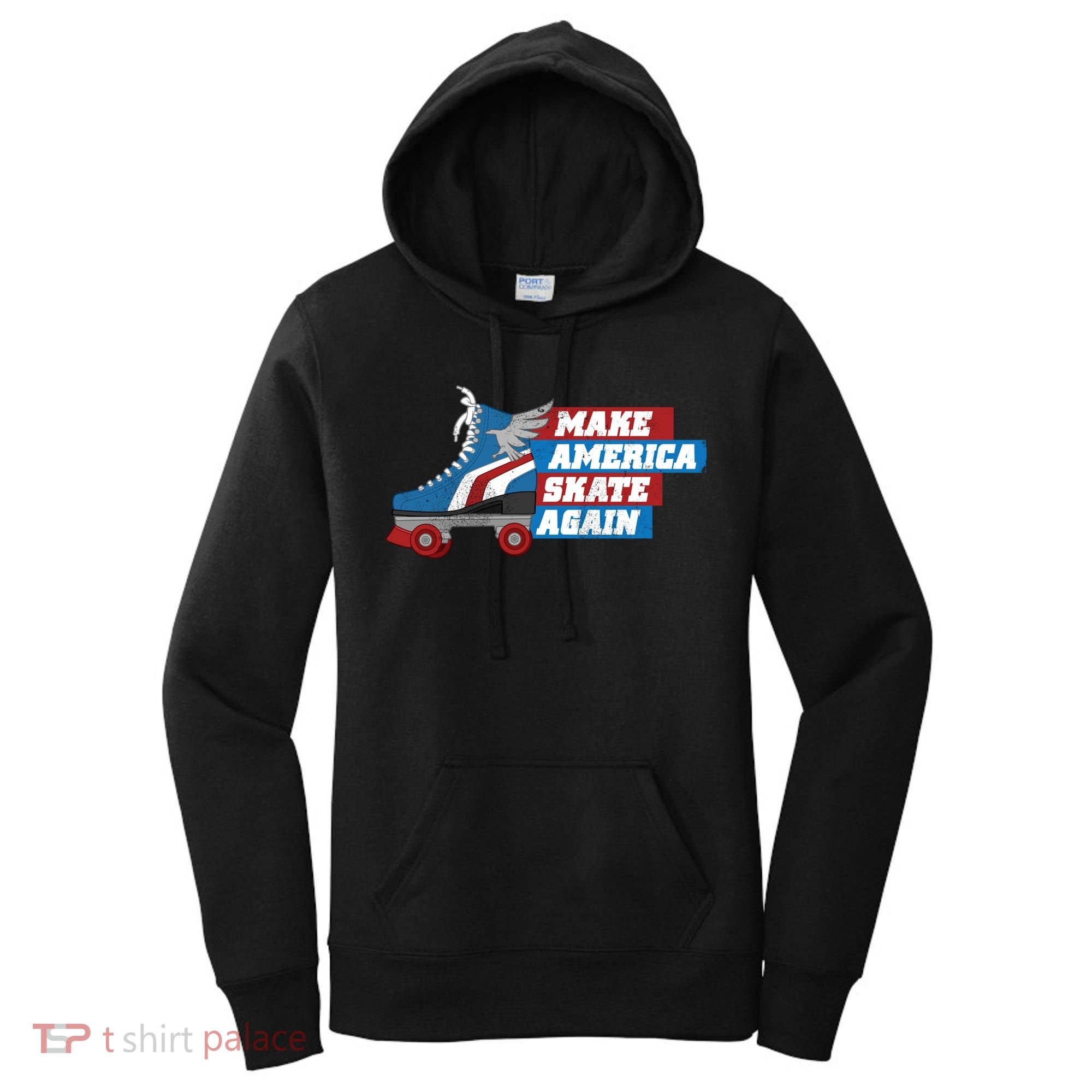 Make America Skate Again Red White And Blue Distressed Gift Women's Hoodie