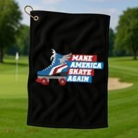 Make America Skate Again Red White And Blue Distressed Gift Golf Towel thumb 1