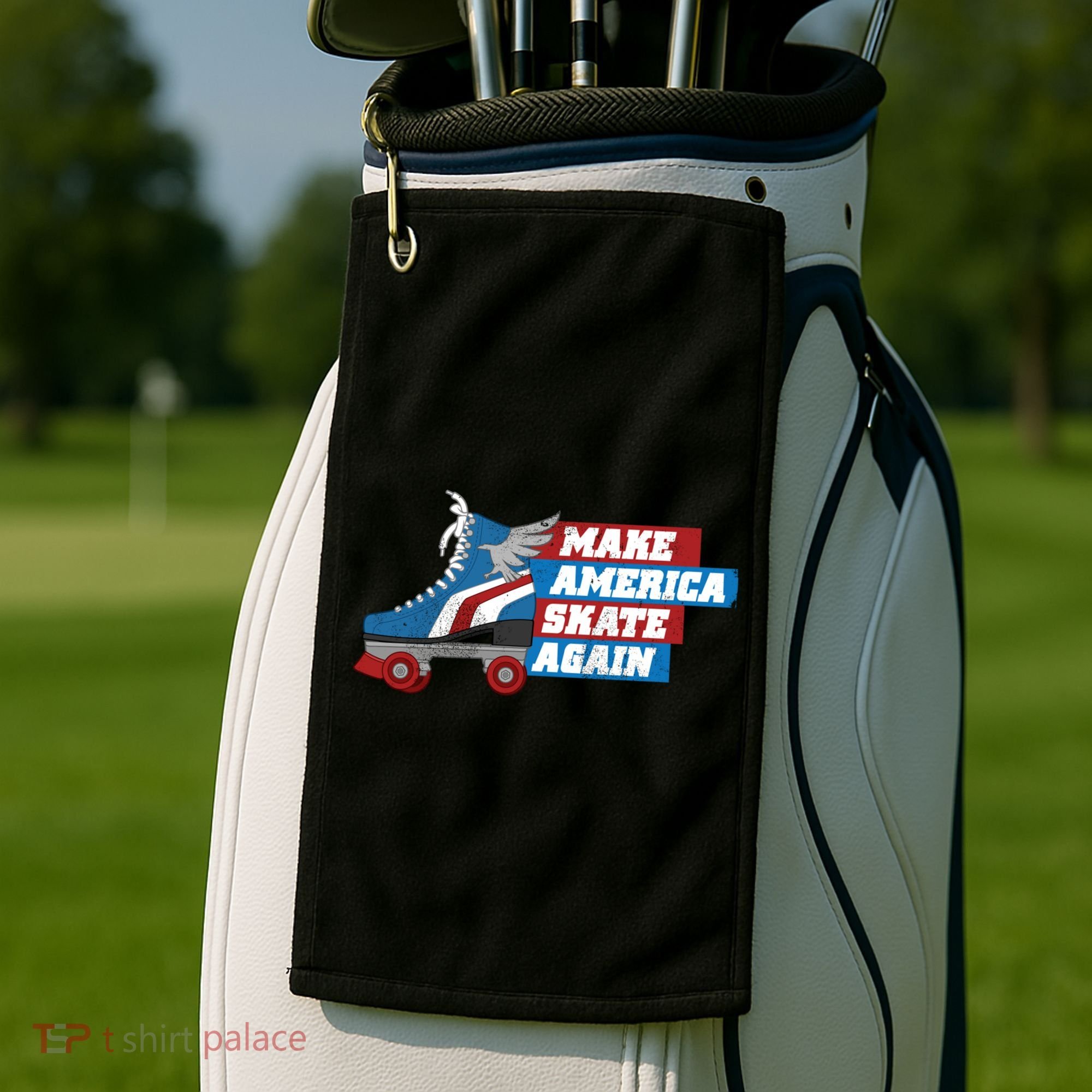 Make America Skate Again Red White And Blue Distressed Gift Golf Towel