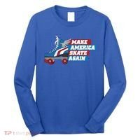 Make America Skate Again Red White And Blue Distressed Gift Long Sleeve Shirt thumb 0