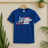 Make America Skate Again Red White And Blue Distressed Gift T-Shirt thumb 2
