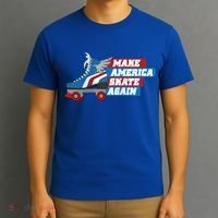 Make America Skate Again Red White And Blue Distressed Gift T-Shirt thumb 3