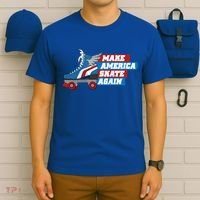 Make America Skate Again Red White And Blue Distressed Gift T-Shirt thumb 6