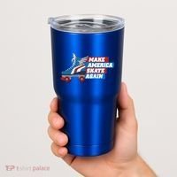 Make America Skate Again Red White And Blue Distressed Gift Tumbler thumb 2