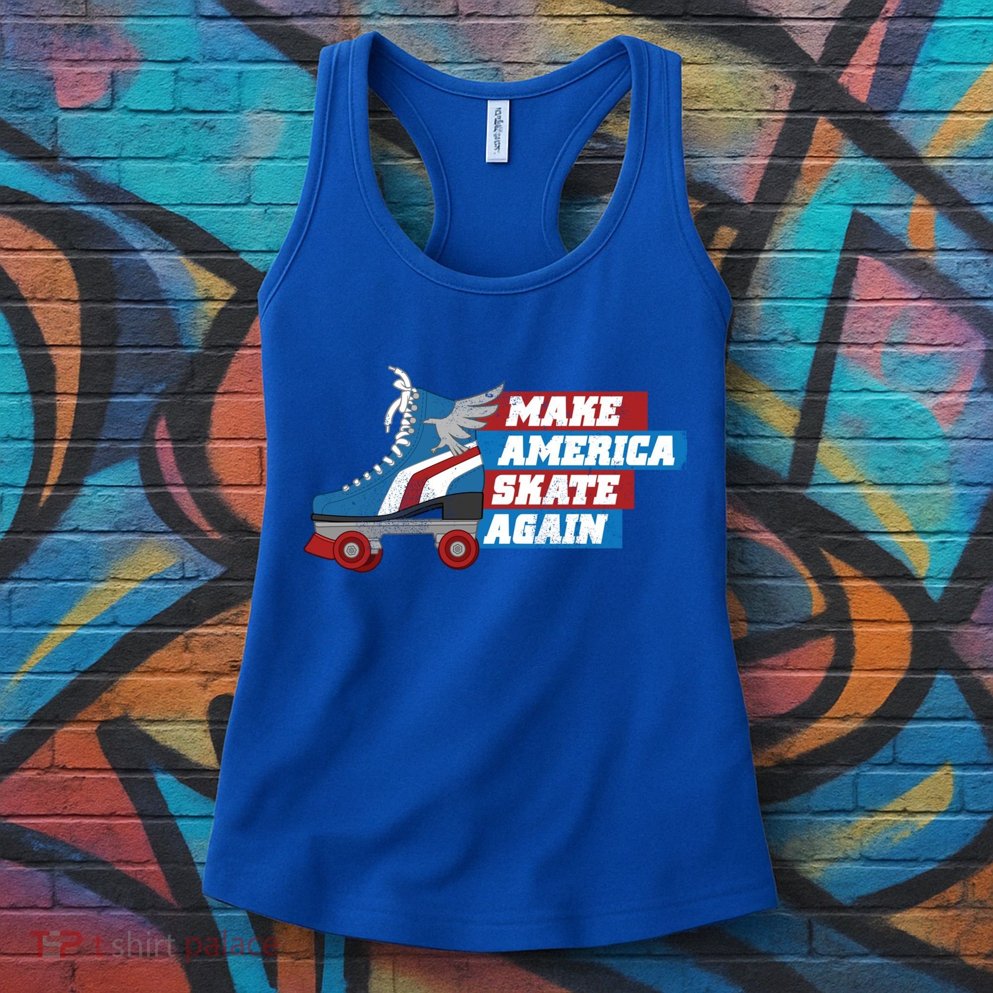 Make America Skate Again Red White And Blue Distressed Gift Women's Tank Top