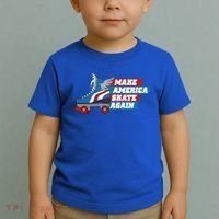 Make America Skate Again Red White And Blue Distressed Gift Toddler T-Shirt thumb 2