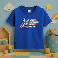 Make America Skate Again Red White And Blue Distressed Gift Toddler T-Shirt thumb 3