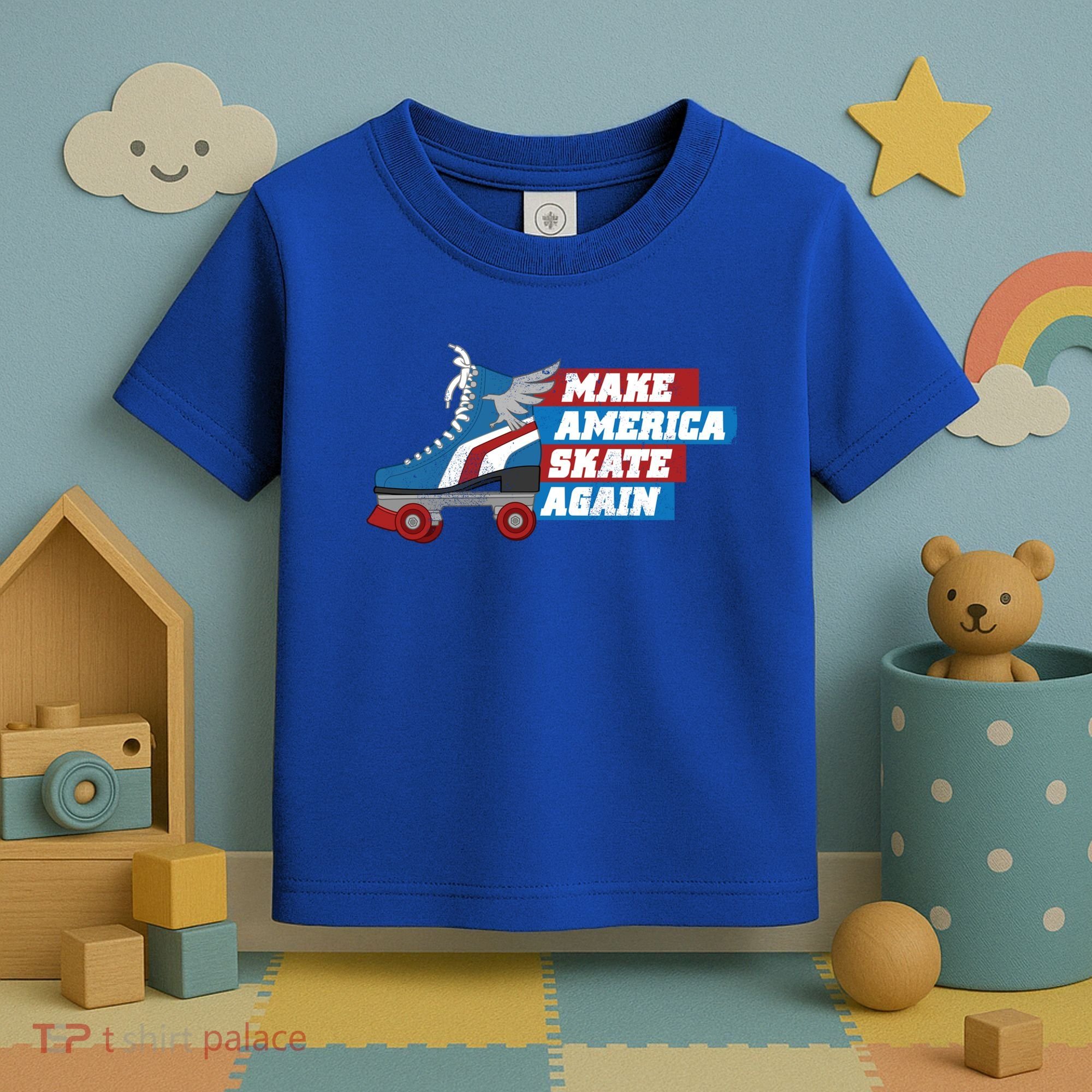 Make America Skate Again Red White And Blue Distressed Gift Toddler T-Shirt
