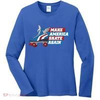 Make America Skate Again Red White And Blue Distressed Gift Women's Long Sleeve Shirt thumb 0