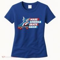 Make America Skate Again Red White And Blue Distressed Gift Women's T-Shirt thumb 0